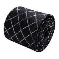  Men's Tie Black White Checkered Men's Necktie Brooch Clip Set