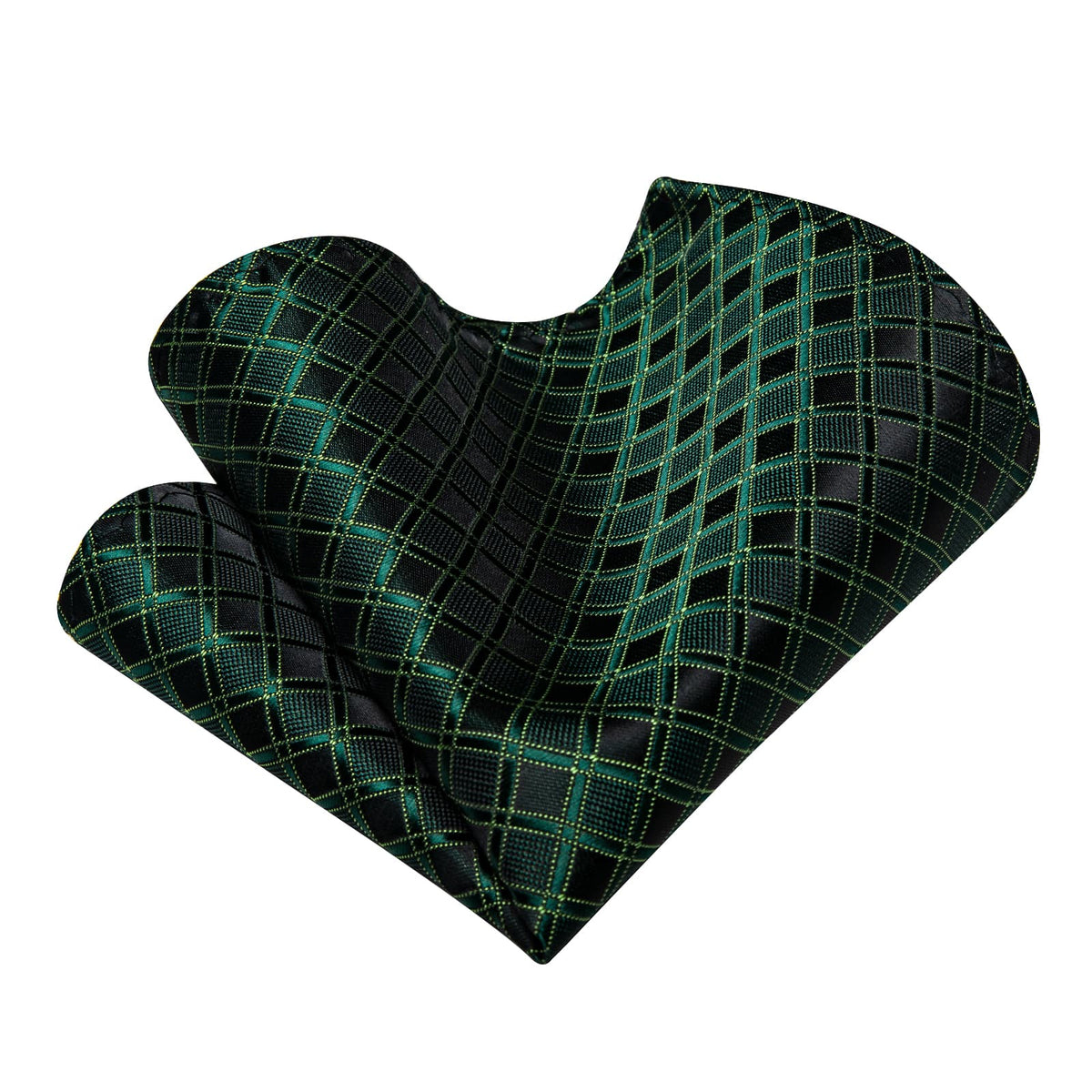  Men's Tie Deep Green Plaid Jacquard Necktie Brooch Clip Set