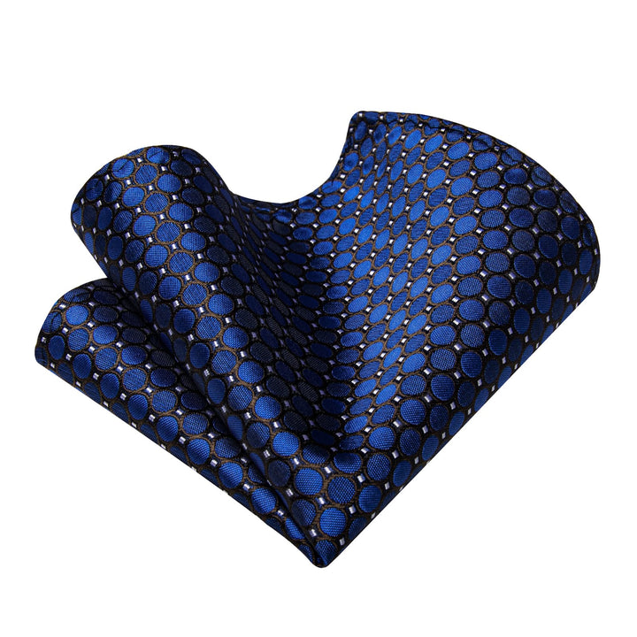  Deep Blue Black Men's NeckTie Flower Brooch Set with Clip