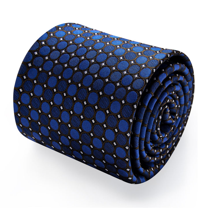  Deep Blue Black Men's NeckTie Flower Brooch Set with Clip