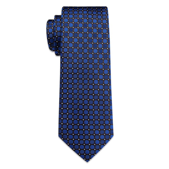  Deep Blue Black Men's NeckTie Flower Brooch Set with Clip