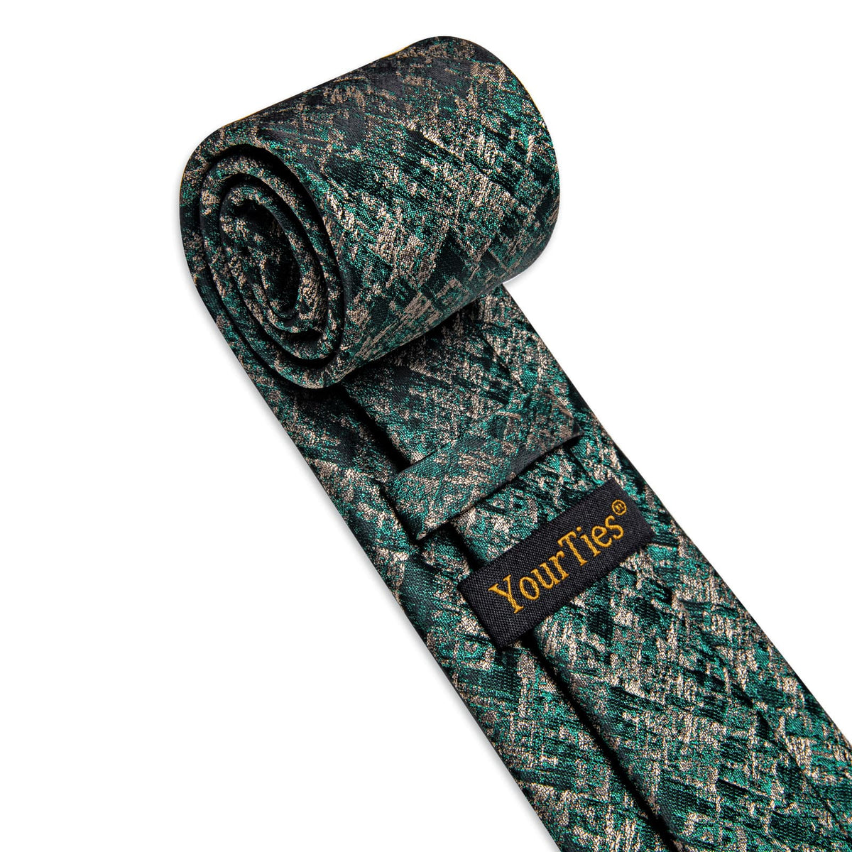 Necktie Teal Green Beige Novelty Mens Tie Hanky Cufflinks Set