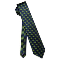 Black Necktie Blue Lawn Green Novelty Tie Hanky Cufflinks Set