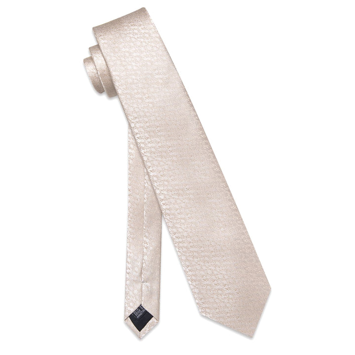 Bisque White Color Tie Novelty Jacquard Mens Wedding Tie Set