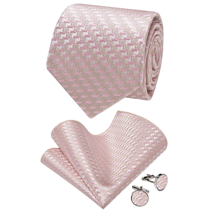  Light Pink Novelty Tie NeckTie Flower Brooch Set with Clip