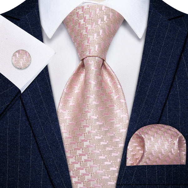  Antique White Necktie Rose Pink Novelty Men's Wedding Tie Set
