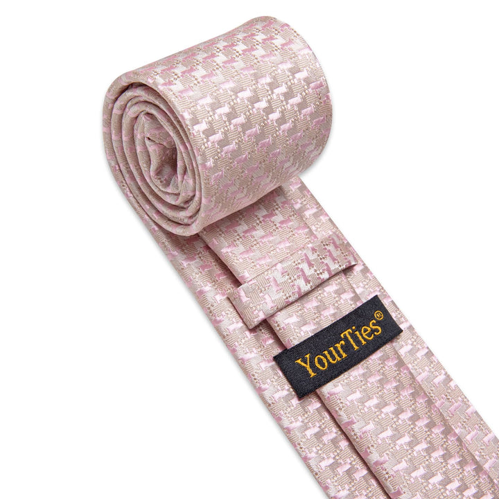  Antique White Necktie Rose Pink Novelty Men's Wedding Tie Set