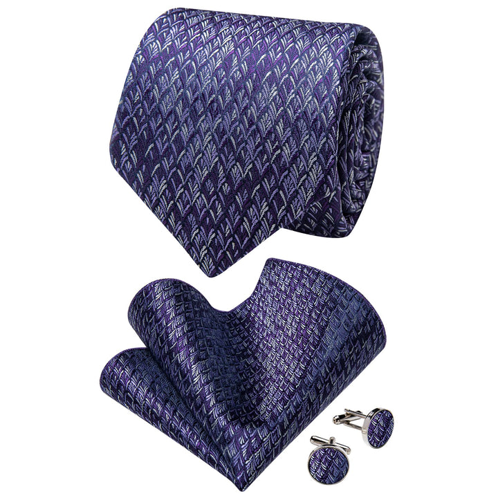 Deep Purple Tie Novelty NeckTie Flower Brooch Set with Clip