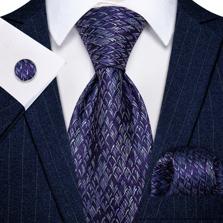  Dark Purple Tie Lavender Purple Novelty Men's Wedding Tie Set