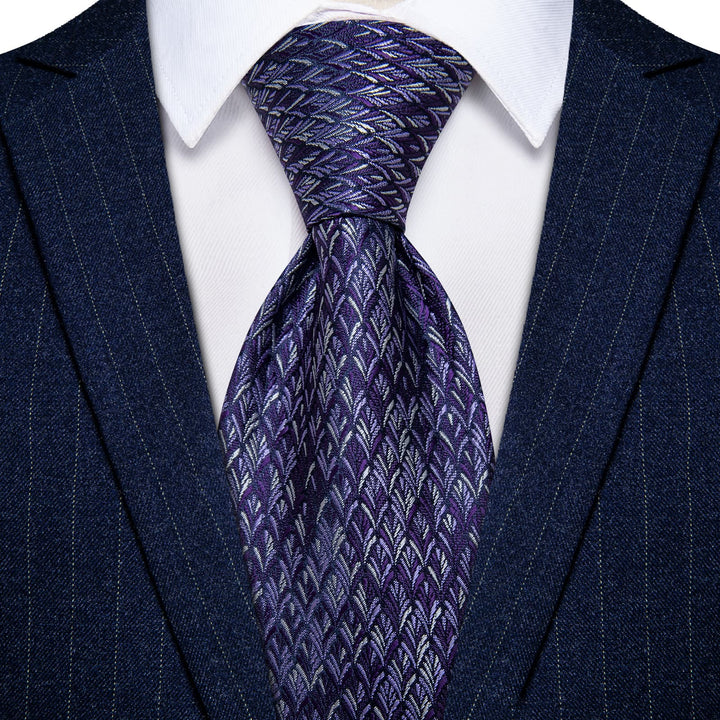  Dark Purple Tie Lavender Purple Novelty Men's Wedding Tie Set