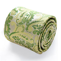 YourTies Light Green Tie Floral Men Necktie Hanky Cufflinks Set