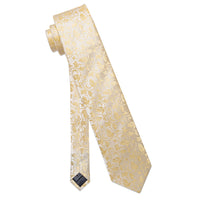 YourTies Champagne Wedding Tie Floral Men Necktie Hanky Cufflinks Set