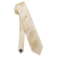 YourTies Khaki Tie Paisley Jacquard Men Necktie Hanky Cufflinks Set