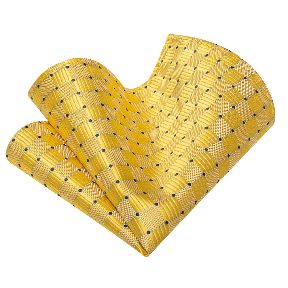 YourTies Pineapple Yellow Tie Blue Dots Necktie Hanky Cufflinks Set