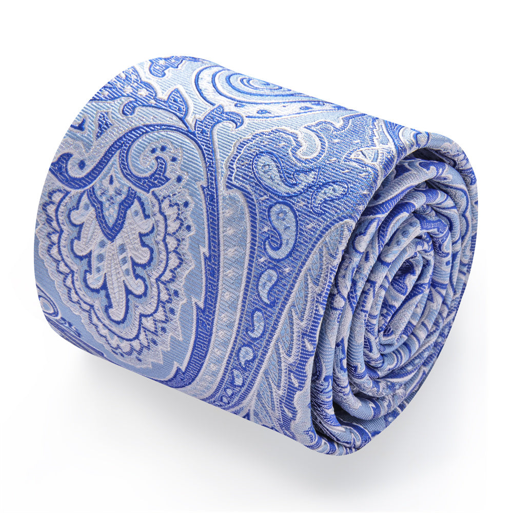 YourTies Sky Blue Tie Paisley Wedding Necktie Hanky Cufflinks Set