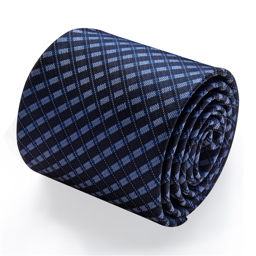 YourTies Blue Black Checkered Tie Men Silk Necktie Hanky Cufflinks Set