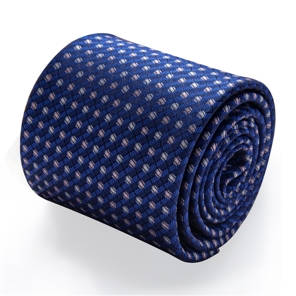 YourTies Blue Grey Tie Men Silk Geometric Necktie Hanky Cufflinks Set