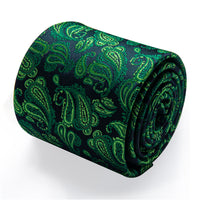 YourTies Green Paisley Tie Blue Men Necktie Floral Brooch Tie Bar Set