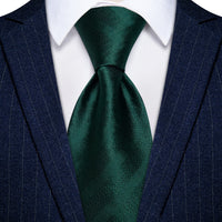 YourTies Jungle Green Tie Jacquard Striped Necktie Hanky Cufflinks Set