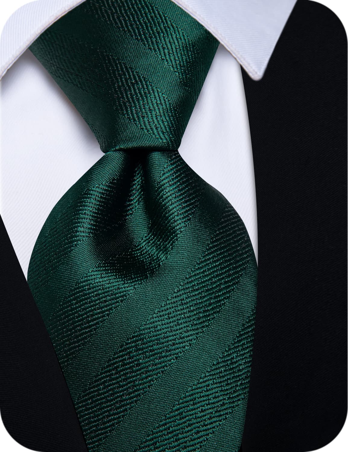 YourTies Jungle Green Tie Jacquard Striped Necktie Hanky Cufflinks Set