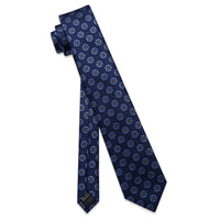 YourTies Blue Tie Sky Blue Pattern Necktie Floral Brooch Tie Bar Set