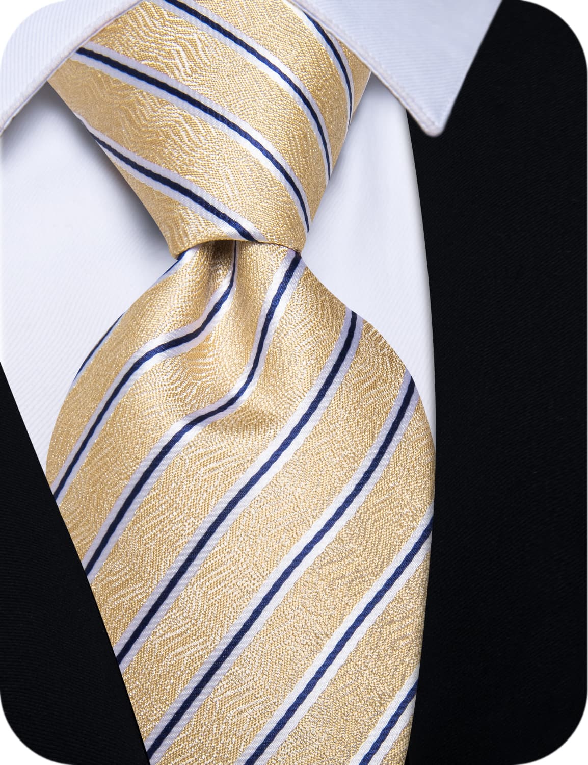 YourTies Wheat Yellow Necktie Blue Stripes Men Tie Brooch Tie Bar Set