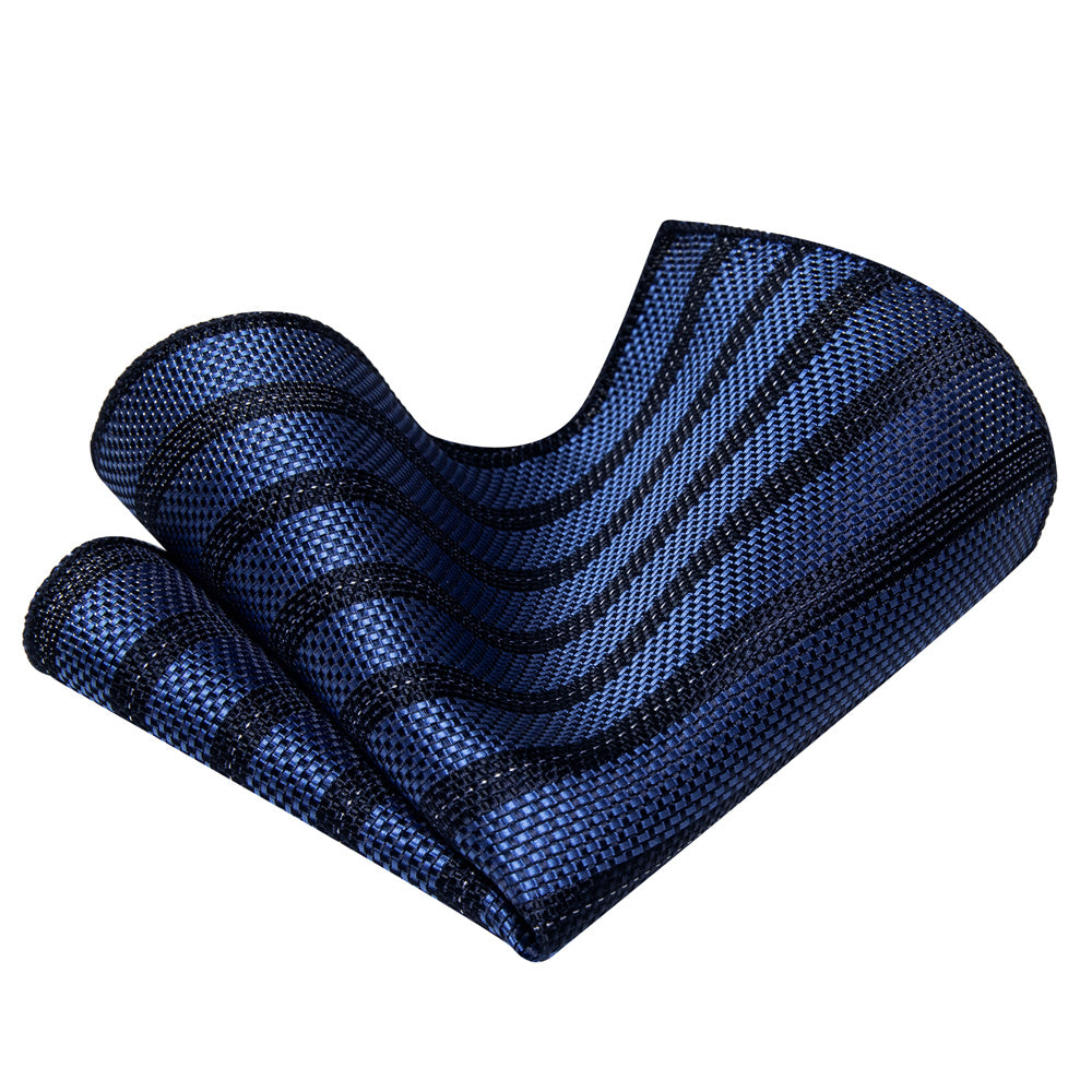 YourTies Royal Blue Neckties Black Striped Men Tie Hanky Cufflinks Set