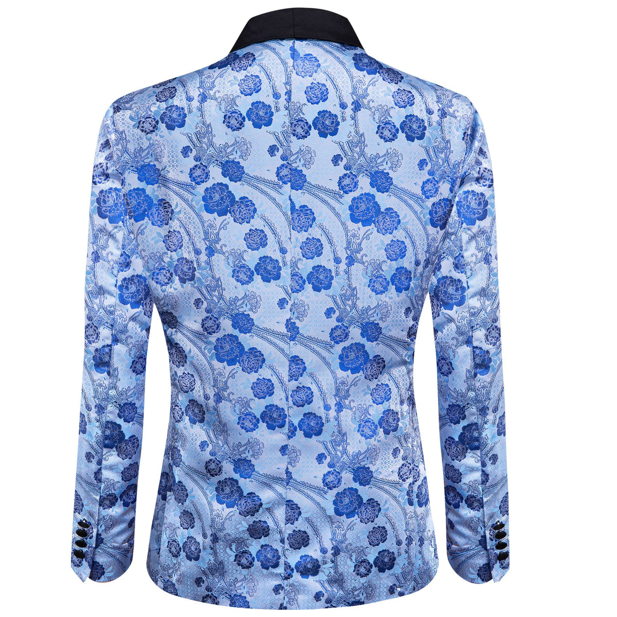 YourTies Blue Floral Silk Shawl Collar Wedding Suit for Men