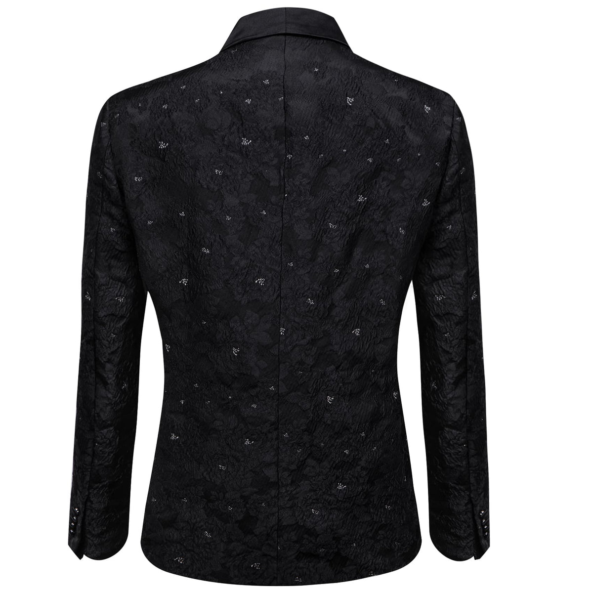 YourTies Classic Black Floral Silk Shawl Collar Wedding Suit for Men