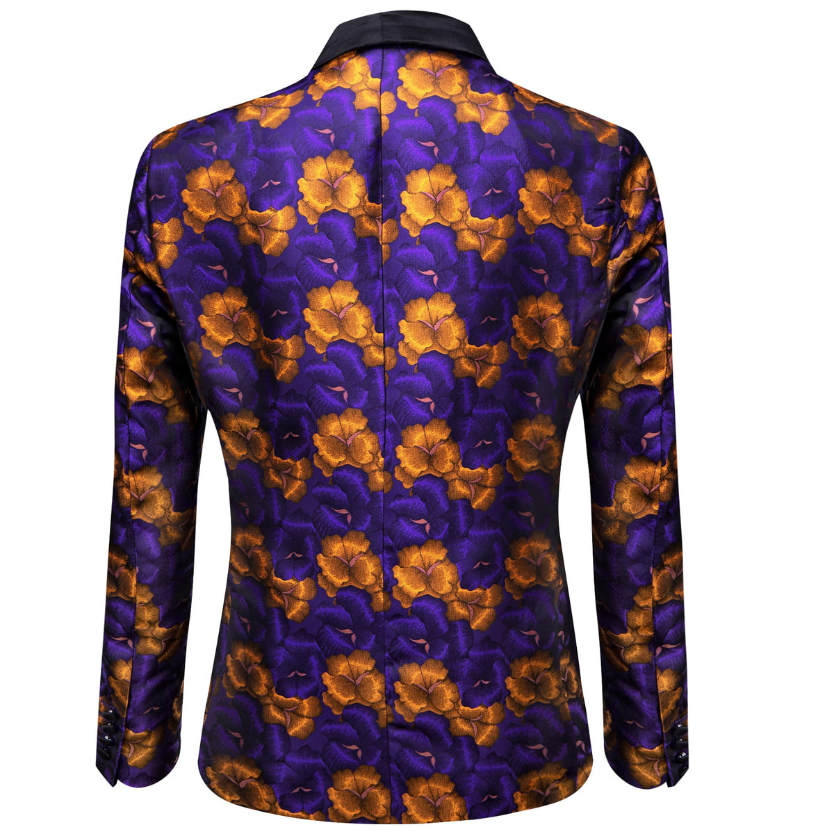 YourTies Purple Burnt Orange Floral Silk Shawl Collar Slim Fit Suit for Men