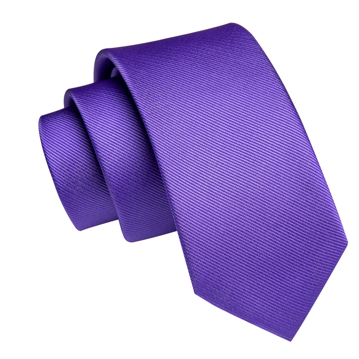  Purple Heart Solid Skinny Necktie with Silver Tie Clip