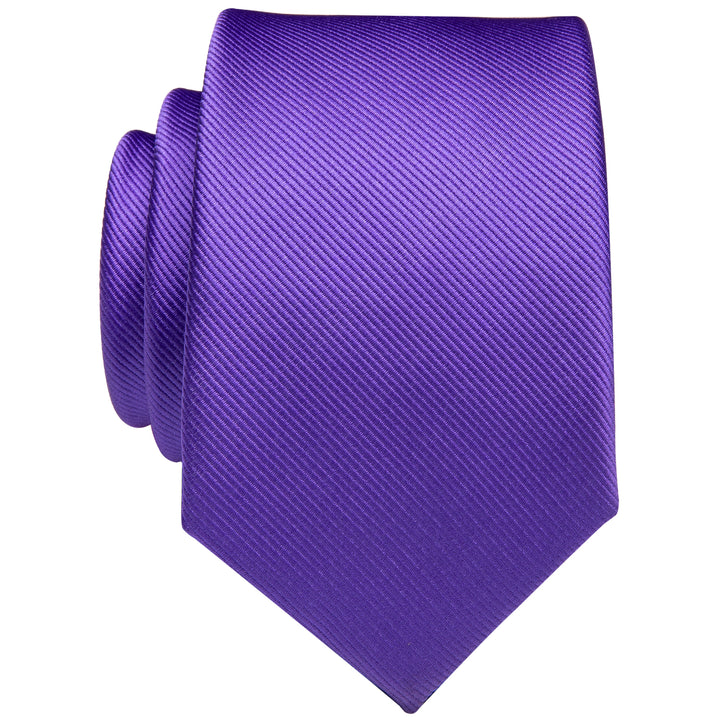  Purple Heart Solid Skinny Necktie with Silver Tie Clip