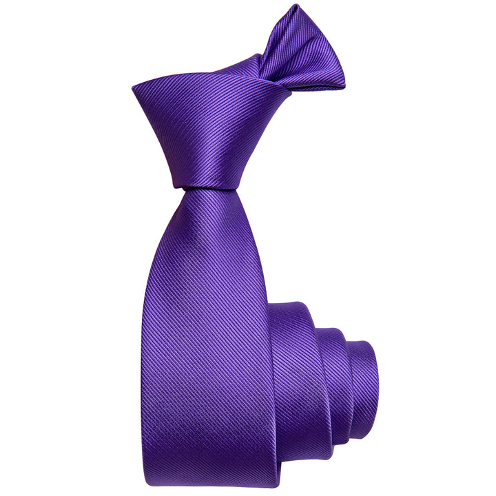  Purple Heart Solid Skinny Necktie with Silver Tie Clip