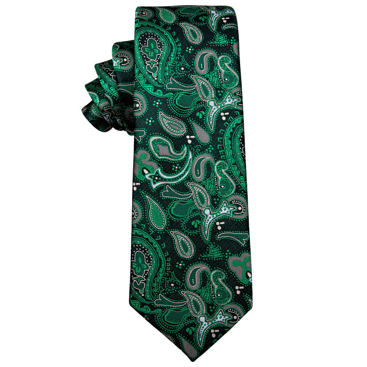 Fashion Dark Green Paisley Silk Mens Wedding Necktie