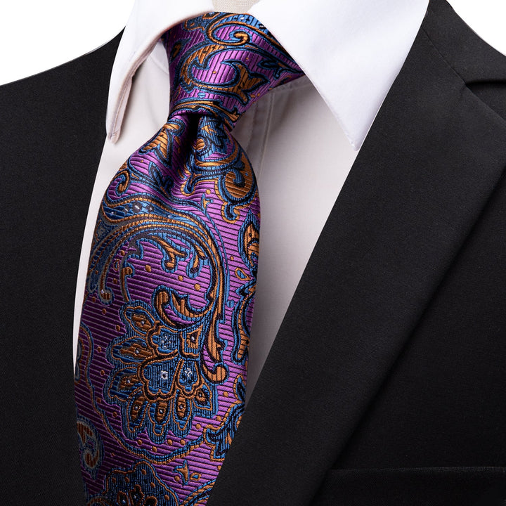 Light Lavender Purple Tie Floral Silk Wedding Necktie for Men