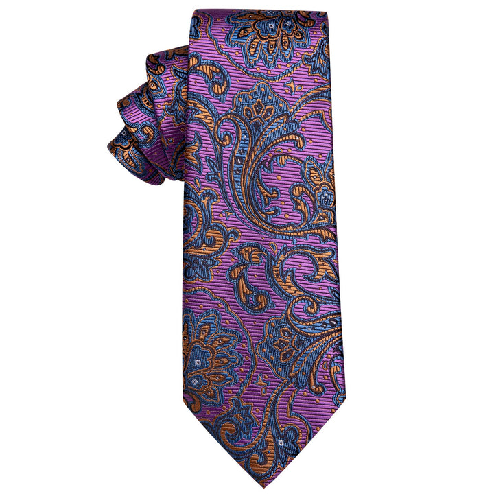 Light Lavender Purple Tie Floral Silk Wedding Necktie for Men