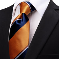 black suit orange tie orange neck tie