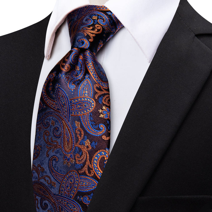 YourTies Purple Paisley Tie Mixing Color Blue Orange Mens Silk Necktie