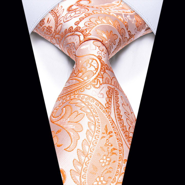 orange paisley tie Black Suit