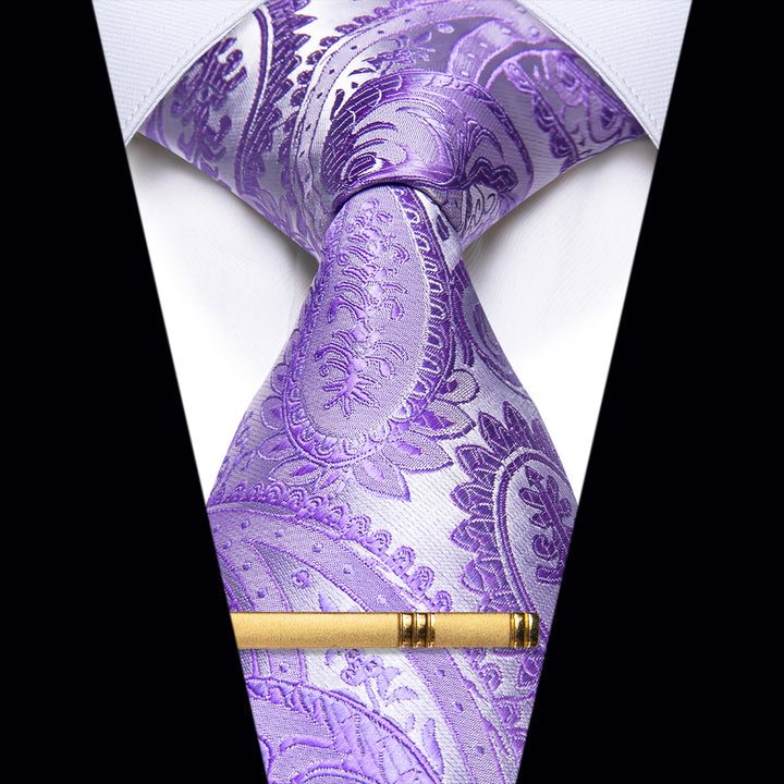 Purple TIE  golden tie clip