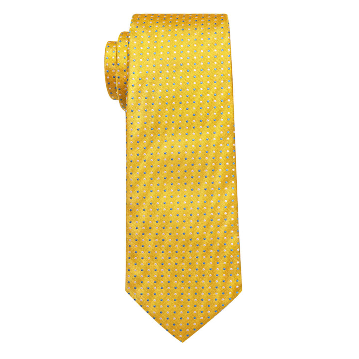 Men's Necktie Yellow Blue White Dot Silk Necktie