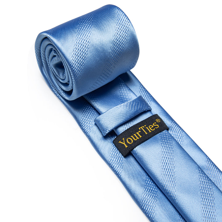 YourTies Light Blue Tie Blue Striped Silk Necktie for Men