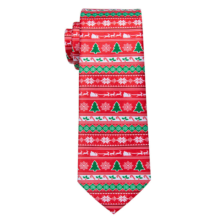 Christmas Tie Red Green Christmas Tree Novelty Silk Necktie