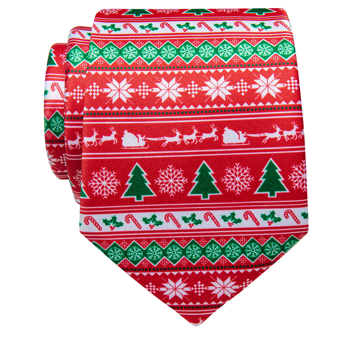 Christmas Tie Red Green Christmas Tree Novelty Silk Necktie