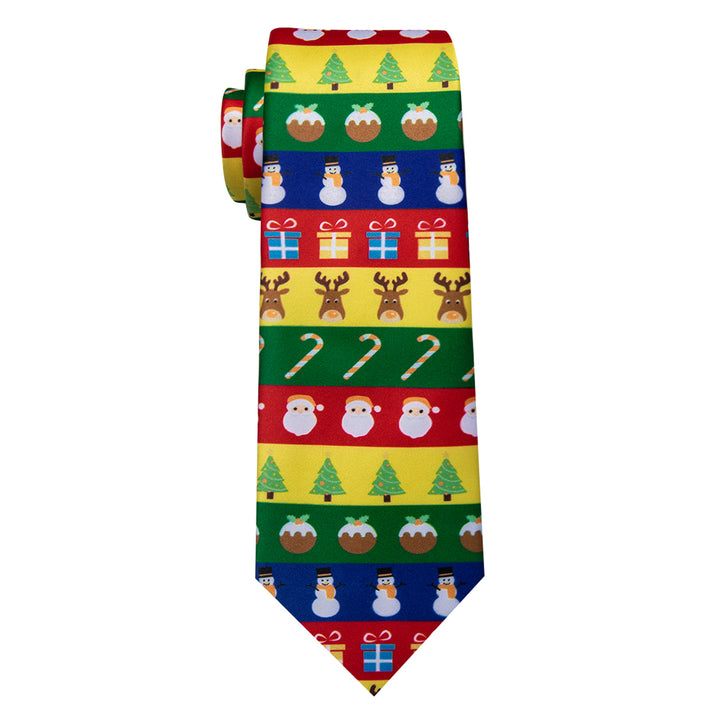 Colorful Red Yellow Green Novelty Christmas Silk Necktie