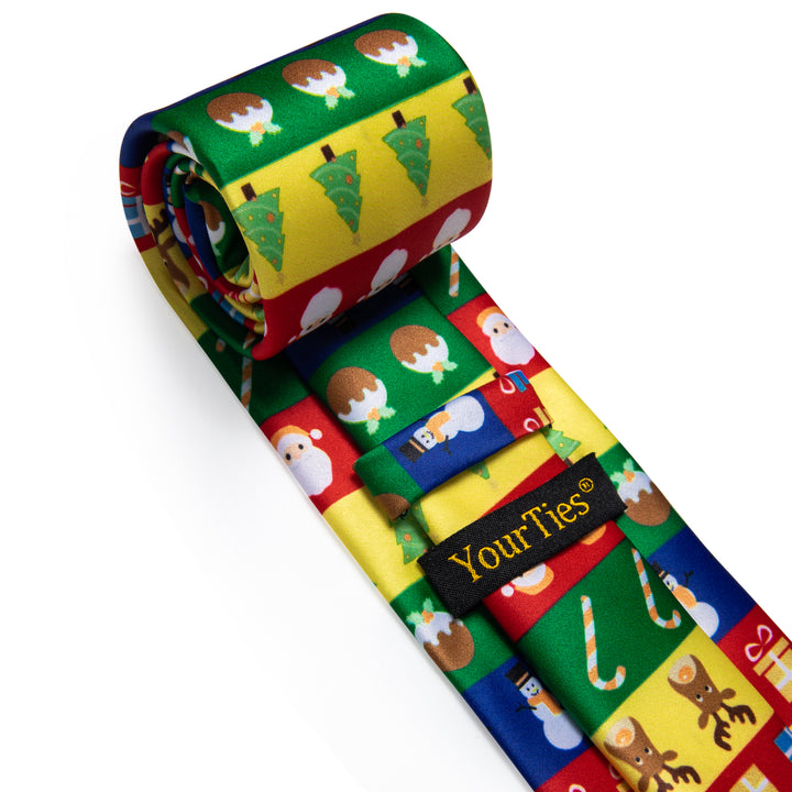 Colorful Red Yellow Green Novelty Christmas Silk Necktie