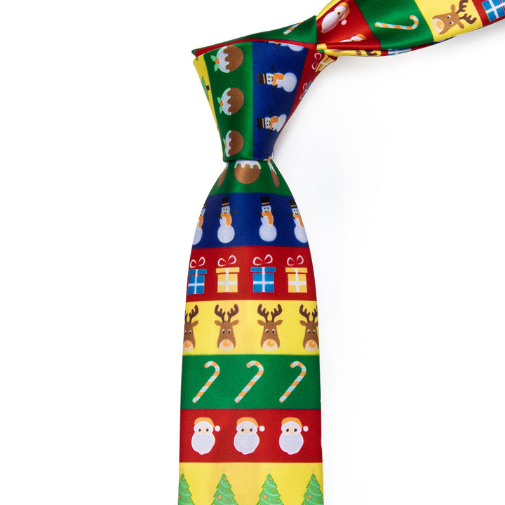 Colorful Red Yellow Green Novelty Christmas Silk Necktie