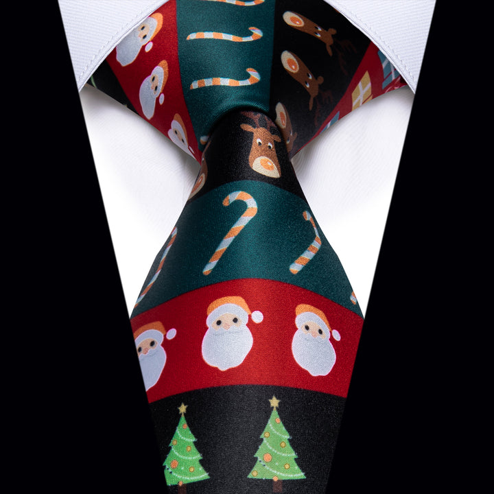 Deep Green Ties Red Novelty Christmas Silk Necktie for Men