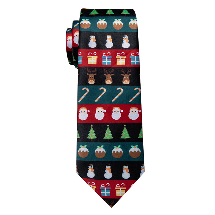 Deep Green Ties Red Novelty Christmas Silk Necktie for Men