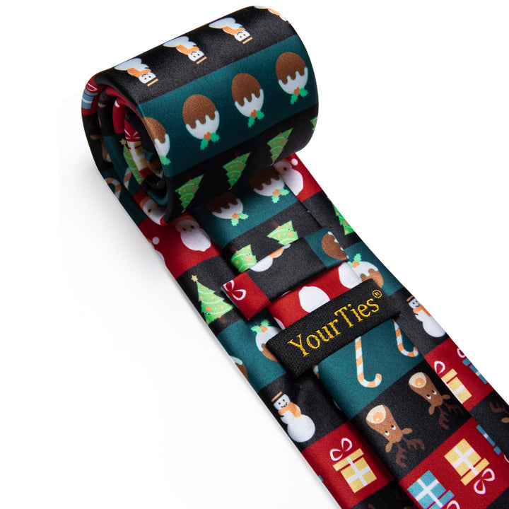 Deep Green Ties Red Novelty Christmas Silk Necktie for Men